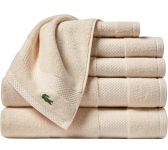 רק 64.3$/209 ש״ח מחיר סופי כולל הכל עד דלת הבית לסט פרימיום של 6 מגבות Supima מבית Lacoste – עבות, רכות, סופגות במיוחד ועמידות בכביסות!!