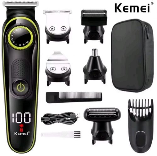 רק 15.6$/50 ש״ח למכונת תספורת מולטיפונקציונלית לגברים מבית Kemei דגם KM‑696 עם מסך דיגיטלי, ראשים מתחלפים, קוצץ אף ואוזניים ואביזרים נלווים!!