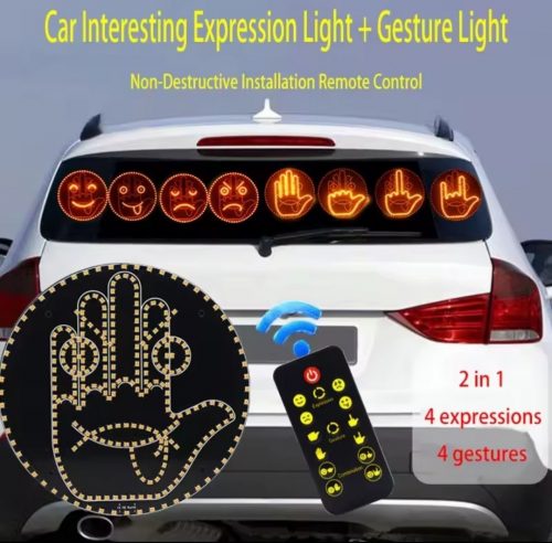 רק 7.6$/25 ש״ח לגאדג׳ט LED חכם לרכב עם שלט – מציג סמלים, מחוות ואייקונים בלחיצת כפתור!!