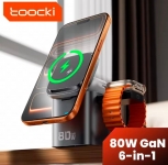רק 21.6$/72 ש״ח לתחנת טעינה חכמה 6-ב-1 מבית Toocki עם טעינה אלחוטית, כבל נשלף, תמיכה ב־PD 65W וטעינה מהירה למגוון מכשירים – במחיר נדיר!!