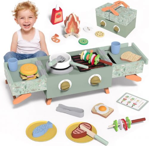 רק 34.4$/113 ש״ח מחיר סופי כולל הכל עד דלת הבית לערכת המנגל מעץ לילדים מבית WyfKyd – משחק תפקידים מושלם לפיתוח יצירתיות, קואורדינציה ודמיון!!