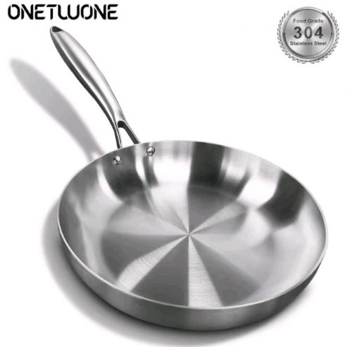 רק 19.1$/61 ש״ח למחבת הנירוסטה האיכותית ללא ציפוי מבית נירוסטה 304 עם פיזור חום מהיר והתאמה לכל סוגי הכיריים!!