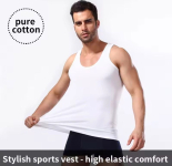 רק 3$/9 ש״ח לגופיית כושר לגברים ללא שרוולים מבד כותנה נושם שמתאימה לאימונים, פעילות ספורטיבית ושימוש יומיומי עם עיצוב קלאסי ונוח!!