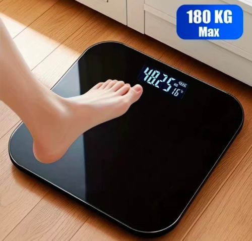 רק 6.5$/20 ש״ח למשקל גוף דיגיטלי חכם ומדויק בעיצוב אלגנטי עם מסך LCD גדול, תצוגת טמפ', זכוכית מחוסמת ומשקל מקסימלי 180 ק״ג!!