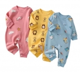 רק 4.1$/13 ש״ח לאוברול כותנה רך לתינוק עם הדפסי חיות מתוקים לגילאי 0–18 חודשים!!