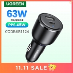 רק 9.9$/33 ש״ח למטען רכב עוצמתי UGREEN 63W עם טעינה מהירה PD 3.0 + QC 3.0 + PPS, יציאות USB-C ו־USB-A, תמיכה באייפון, סמסונג, שיאומי ועוד – קומפקטי, בטוח וחכם!!