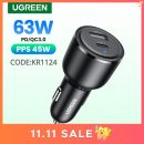 רק 9.9$/33 ש״ח למטען רכב עוצמתי UGREEN 63W עם טעינה מהירה PD 3.0 + QC 3.0 + PPS, יציאות USB-C ו־USB-A, תמיכה באייפון, סמסונג, שיאומי ועוד – קומפקטי, בטוח וחכם!!