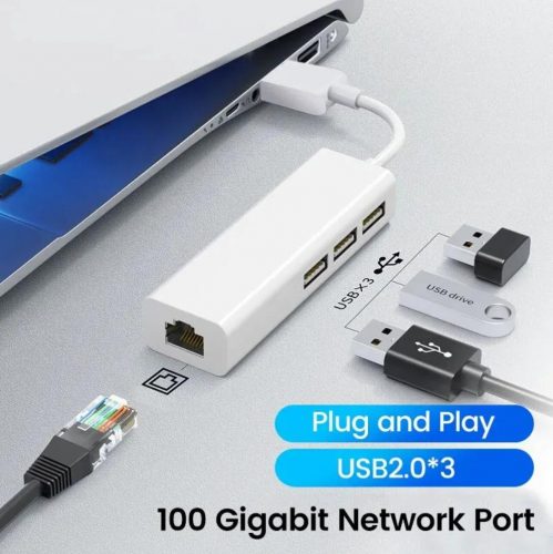 רק 3.8$\14 ש״ח למפצל usb כולל מתאם אינטרנט Ethernet!!