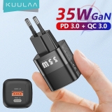 רק 5.4$\20 ש"ח למטען העוצמתי המהיר 2 פורטים KUULAA USB C Charger 35W GaN Type C PD!!