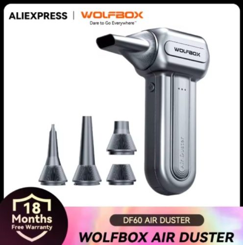 רק 22.7$/70 ש״ח למפוח אוויר אלחוטי WOLFBOX DF60 עם מנוע טורבו חזק במיוחד שמגיע עד 110000 סל״ד ומאפשר לנקות אבק ממחשבים, רכב וגאדג'טים במהירות וביעילות!!