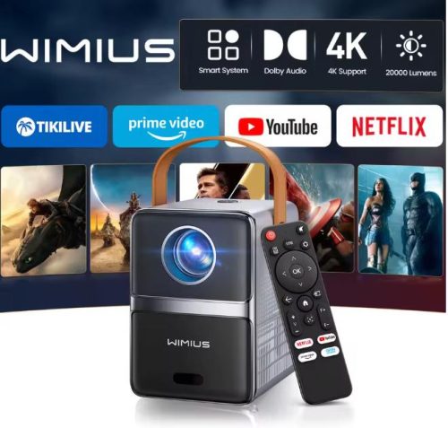 רק 94.1$/297 ש״ח למקרן WiMiUS חכם עם 600ANSI, רזולוציית 1080P, תמיכה ב־4K, רמקולים Dolby ו־Auto Keystone – פתרון קולנוע ביתי נייד!!