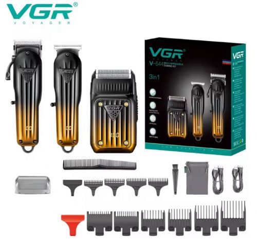 רק 29.7$/97 ש״ח לסט תספורת מקצועי VGR V-644 הכולל שלושה כלים – מכונת תספורת, טרימר מדויק וגילוח רטט, עם מנוע חזק, להבים חדים וטעינת USB!!