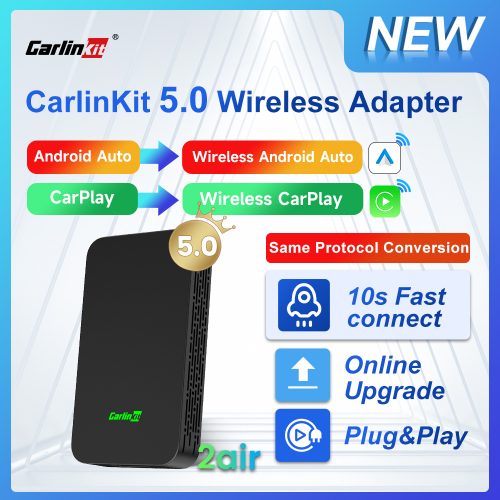 רק 22.5$/73 ש״ח למתאם CarlinKit 2Air המאפשר חיבור אלחוטי מושלם ל־CarPlay ו־Android Auto ברכב!!