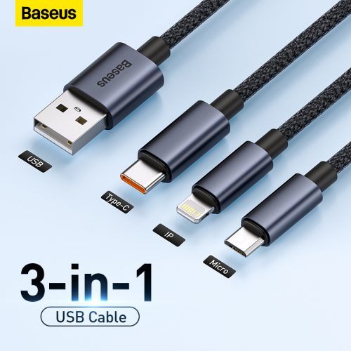 רק 3.9$/12 ש״ח לכבל טעינה 3 ב־1 של Baseus עם חיבורי USB-C, Lightning ו־Micro USB לטעינה נוחה של כל סוגי המכשירים!!