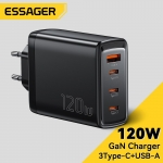 רק 21.5$/77 ש״ח למטען GaN עוצמתי מבית Essager בהספק 120W עם 4 יציאות, כולל תמיכה ב-PD3 ו-QC4!!