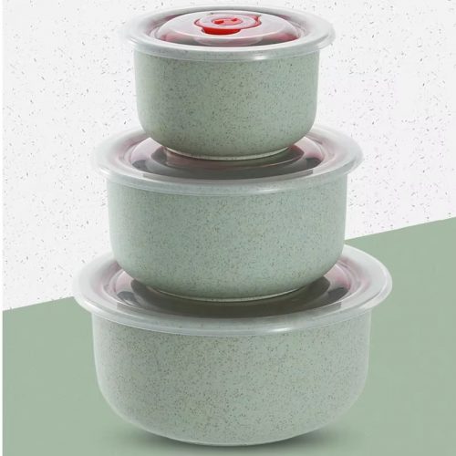 לחטוף!! רק 6.3$/21 ש״ח לסט קופסאות מזון מסיבי חיטה עם מכסה – 3 חלקים לשמירה על טריות!!