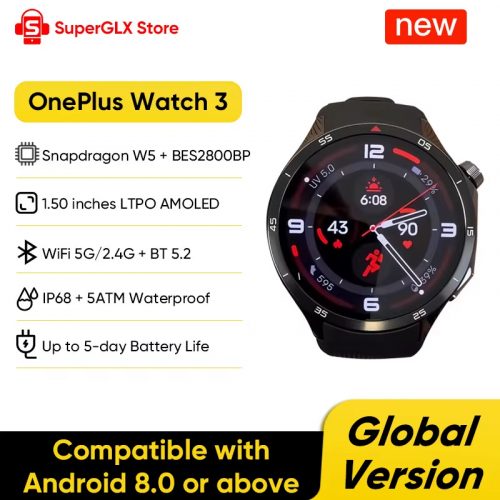 רק 183.8$/594 ש״ח לשעון החכם OnePlus Watch 3 הגלובלי עם מסך LTPO AMOLED, מערכת Wear OS, תמיכה מלאה ב־GPS ועמידות IP68+5ATM!!