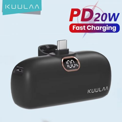 רק 8.5$/28 ש״ח למיני מטען נייד מהיר 20W מבית KUULAA עם סוללה של 5,000mAh, צג דיגיטלי וללא צורך בכבל – פתרון קומפקטי ונוח לטעינה בדרכים!!