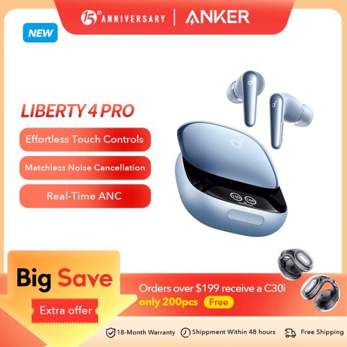 רק 66.3$/217 ש״ח לאוזניות ANKER Liberty 4 Pro עם ANC 3.0 חכם, סאונד ב־360°, 6 מיקרופונים, טעינה אלחוטית וסוללה של עד 40 שעות!!
