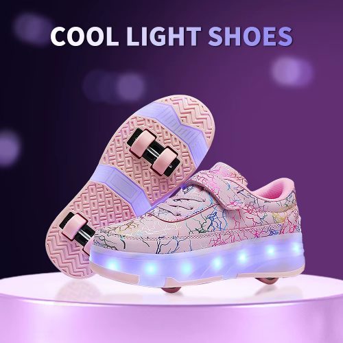 רק 29.6$\109 ש״ח לנעלי גלגיליות לילדים במבחר צבעים לבנים ובנות, עם 4 גלגלים, תאורת LED נטענת באמצעות חיבור USB!! 