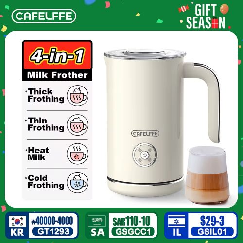 רק 25$/85 ש״ח עם הקופון IFPRXNIQ למקציף המעוצב החדש המומלץ 4 ב 1 של Cafelffe!!