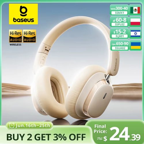 רק 16.8$/55 ש״ח לאוזניות אלחוטיות Baseus Bowie H1s עם סינון רעשים אקטיבי 46dB, תקן Hi-Res, עד 120 שעות סוללה ואיכות שמע פרימיום!!