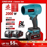 רק 23$/75 ש״ח למפוח טורבו חשמלי עוצמתי ONEVAN בהספק 2000W – תואם Makita, מושלם לניקוי עלים, לכלוך ואבק!!
