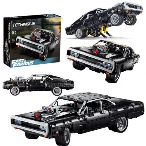 רק 14.5$\52 ש״ח לערכת לבנים להרכבה 1077 חלקים בסגנון דודג' צ'ארג'ר של דום ממהיר ועצבני כולל תאורה!!