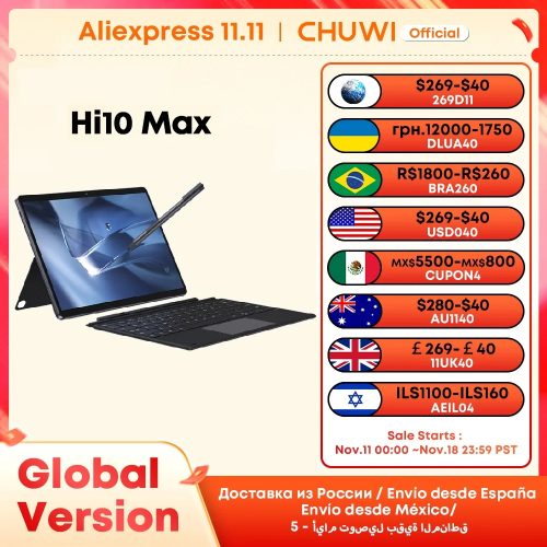 רק 260$/886 ש״ח עם הקופון CHUWIIL08 לטאבלט העוצמתי מבוסס וינדוס CHUWI Hi10 Max!!