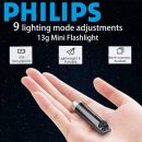 רק 7.8$/26 ש״ח לפנס מיני עוצמתי מבית Philips דגם SFL1121 עם 9 מצבי תאורה, עוצמה של 500 לומן, טעינת Type-C מהירה, תאורת UV, נוריות אזהרה אדומות וכחולות ועמידות למים – רק 13 גרם!