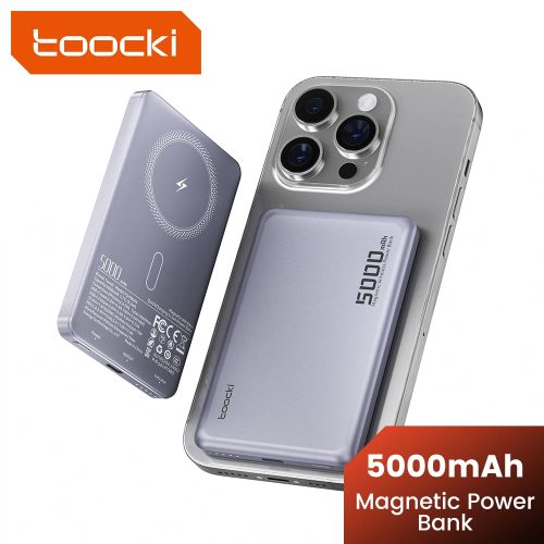 רק 12.3$/38 ש״ח לסוללת גיבוי מגנטית Toocki ‎5000mAh עם טעינה אלחוטית ‎15W, טעינה מהירה ‎20W PD והצמדה מגנטית נוחה למכשירי iPhone עם MagSafe!!