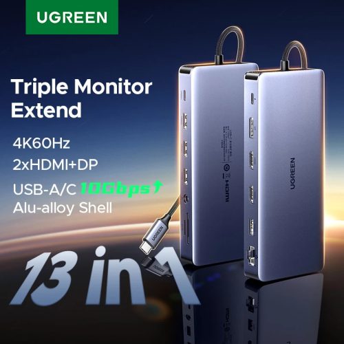 רק 34.9$/108 ש״ח לתחנת עגינה UGREEN 13-in-1 שמרחיבה את הלפטופ עם חיבורי מסך, רשת, טעינה מהירה ושלל יציאות שימושיות לעבודה נוחה ומסודרת!!
