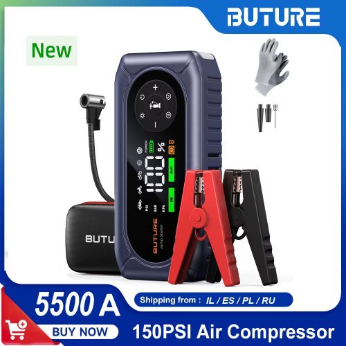 רק 63.7$/208 ש״ח לבוסטר התנעה עוצמתי עם קומפרסור משולב Buture BC02 – פתרון חירום מושלם לכל רכב!!