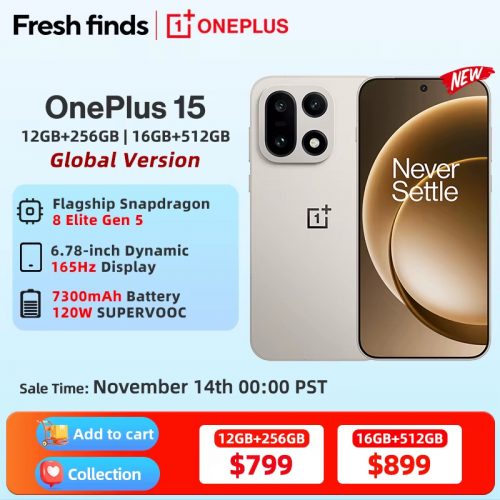רק 704$/2296 ש״ח לסמארטפון העוצמתי והמתקדם OnePlus 15 עם מסך 165Hz סוללה 7300mAh ומערכת מצלמות 50MP מתקדמת איכותית!! בארץ המחיר 3300 ש״ח!!