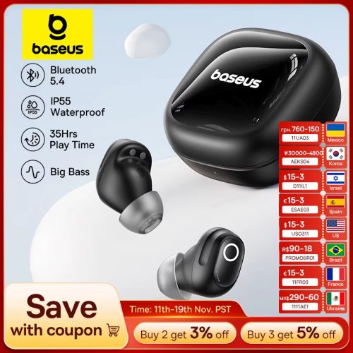 רק 11.9$/40 ש״ח לאוזניות Baseus Bowie MA10s עם סינון רעשים אקטיבי ‎48dB‎, חיי סוללה של ‎38‎ שעות וטעינה מהירה!!