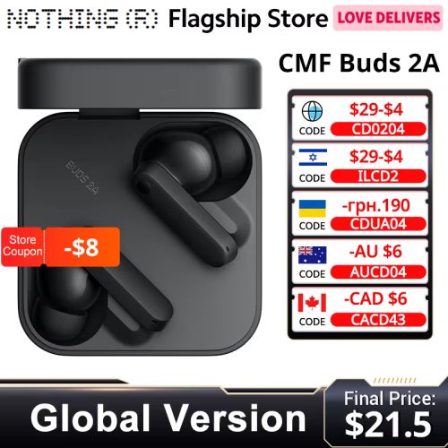 רק 21.5$/66 ש״ח לאוזניות CMF Buds 2a עם דרייברים 12.4 מ״מ, ANC חכם, 4 מיקרופונים וזמן סוללה מרשים של עד 35 שעות!!
