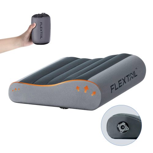 רק 15$/48 ש״ח לכרית מתנפחת ארגונומית FLEXTAIL ZERO PILLOW עם תמיכה כפולה לצוואר, ניפוח מהיר וכיסוי כביס – מושלמת לקמפינג, טיסות ושינה נוחה בכל מקום!!