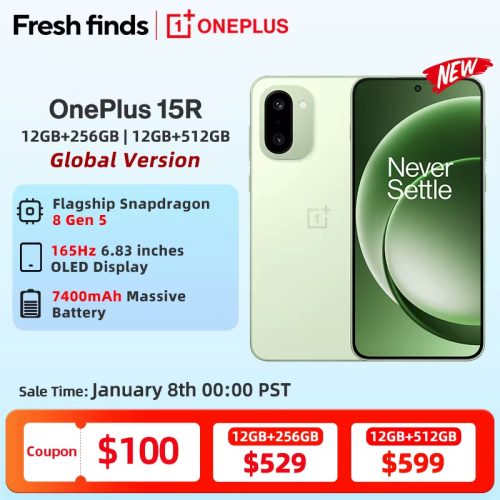 רק 499$/1581 ש״ח לסמארטפון OnePlus 15R – עם מסך 165Hz, מעבד Snapdragon 8 Gen 5, סוללת 7400mAh, טעינה מהירה, קירור גיימינג ועיצוב עמיד!!