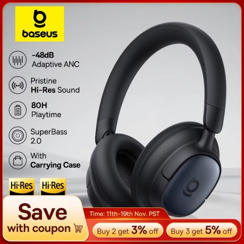 רק 25$/82 ש״ח לאוזניות קשת Baseus Bowie MH1i עם ANC אדפטיבי של עד 48dB, תמיכה ב-Hi-Res ו־80 שעות סוללה – דיל משוגע כולל כפל קופונים!!