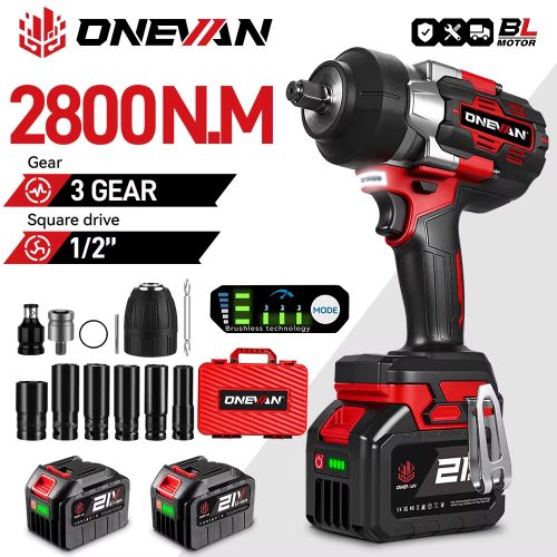 רק 72.3$/224 ש״ח למפתח רטיטה מקצועי ONEVAN 2800N.M עוצמתי במיוחד עם מנוע Brushless, דרייב 1/2 אינץ׳ ותאימות לסוללות Makita 18V!!