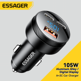 רק 5.1$/18 ש״ח למטען לרכב מבית Essager בהספק 105W עם יציאת USB ו-2 יציאות TypeC!!